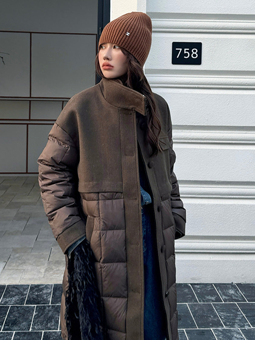 ブロックキルトダウンコート