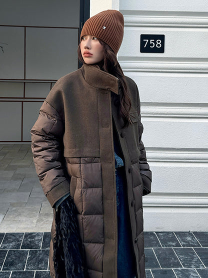 ブロックキルトダウンコート