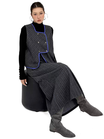 ストライプベストトップ＆ロングスカート