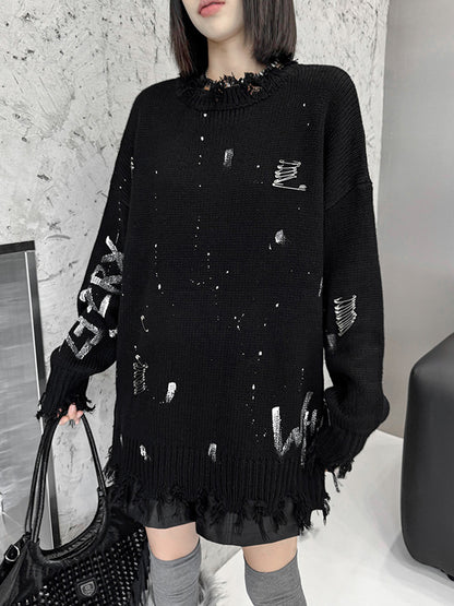 スプラッシュダメージニットトップス