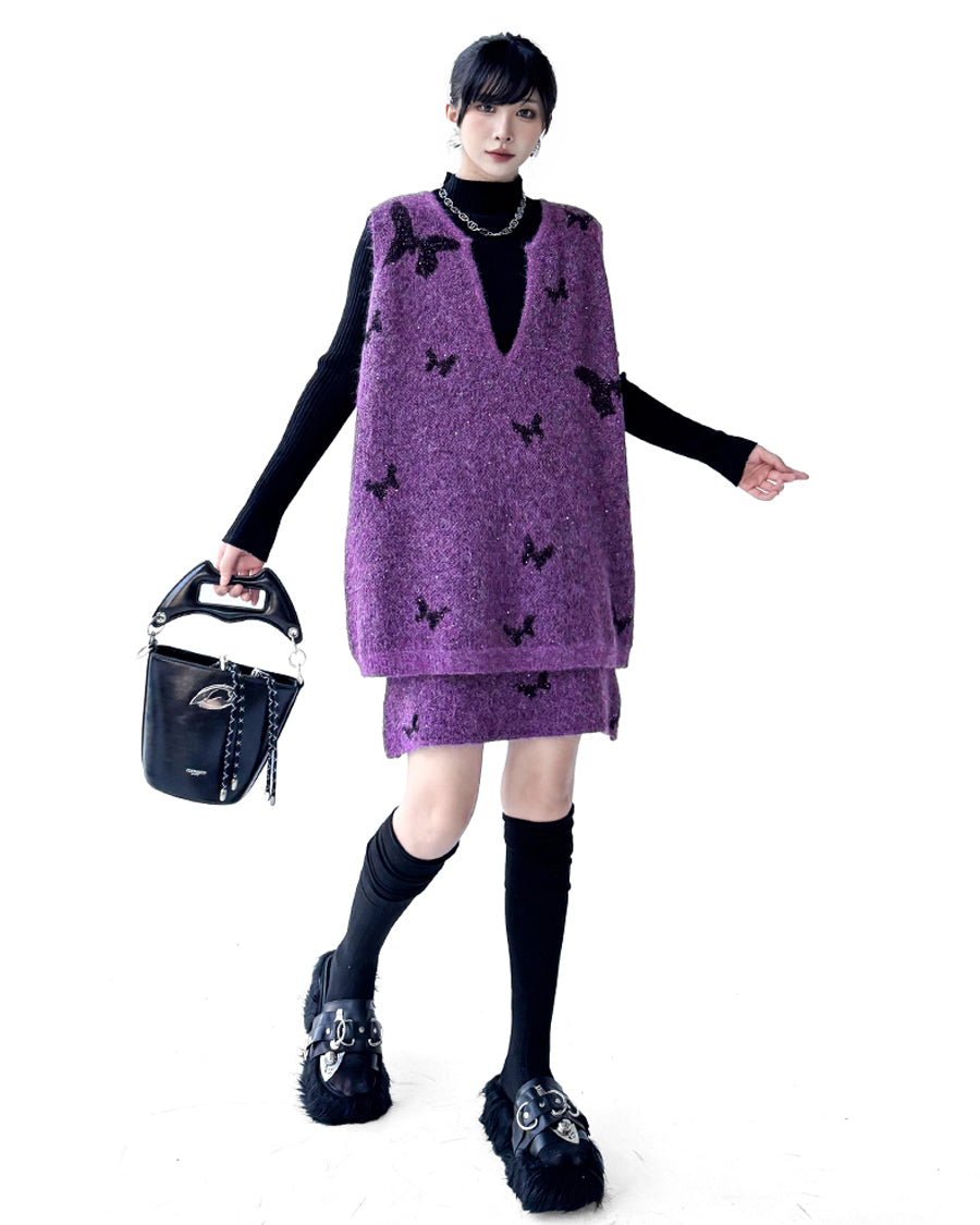 バタフライニットベスト＆スカート