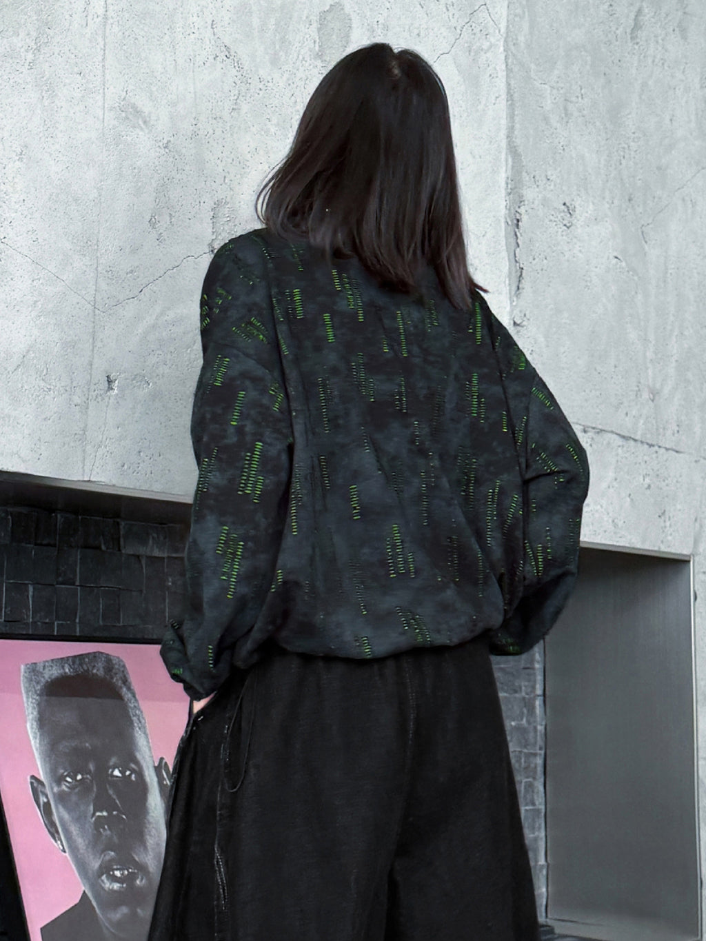 ジップショルダープリントトップス