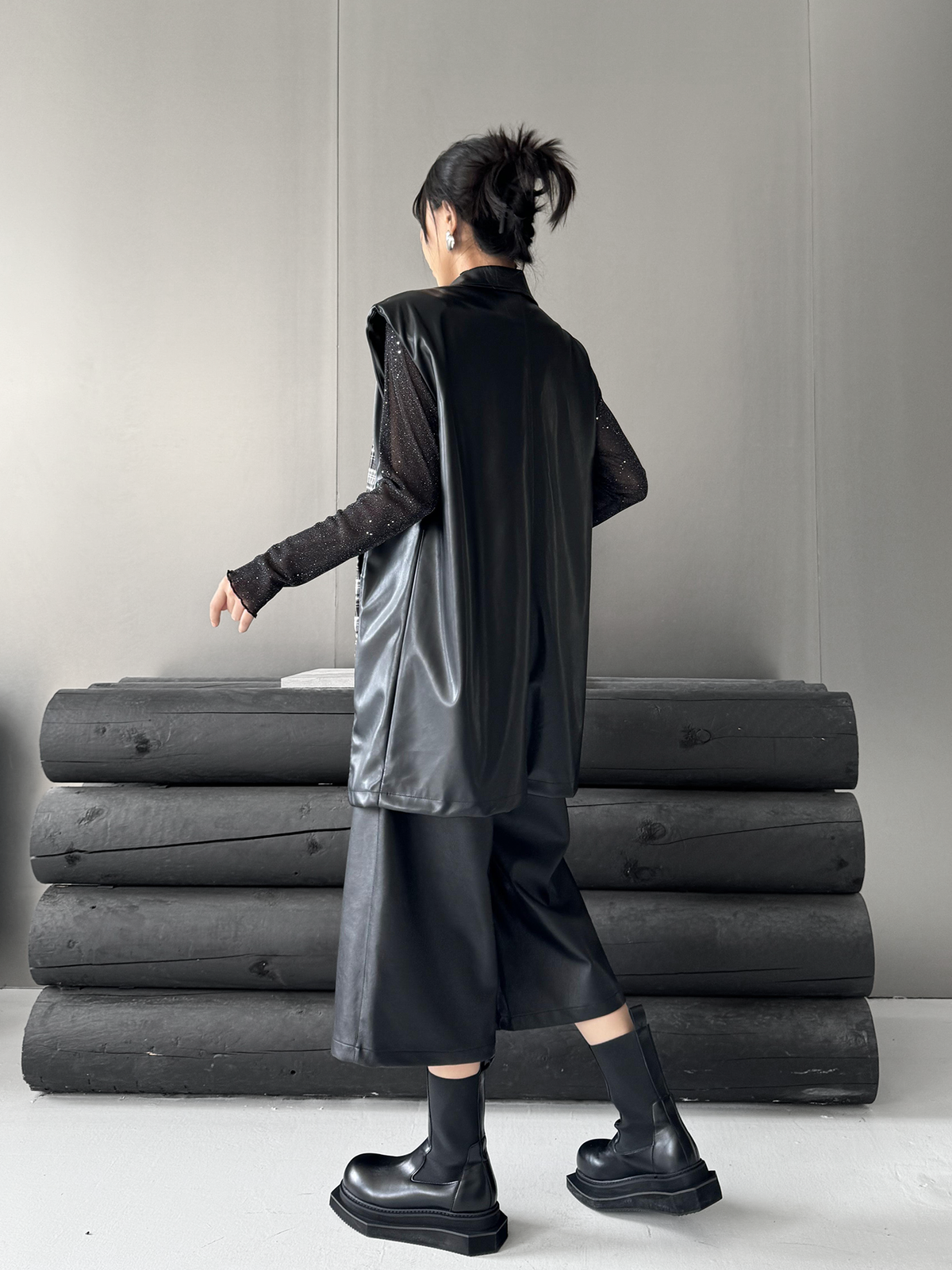 Scarf tie blouse and denim pants series 