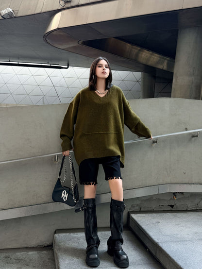 Vネックオーバーセーター