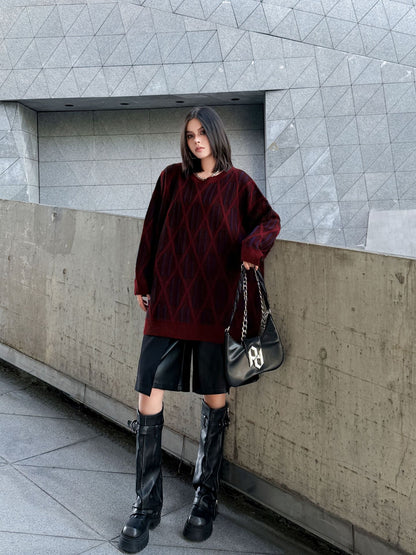 ジオメトリックニットプルオーバー