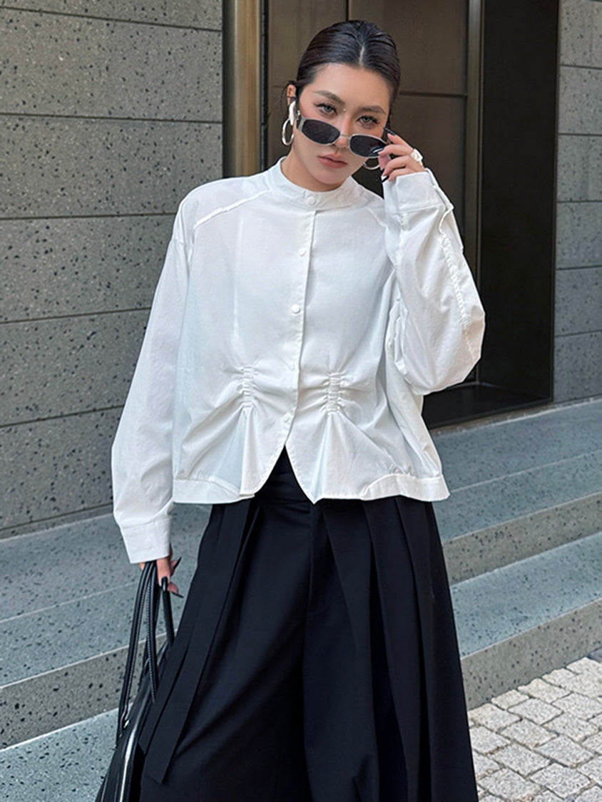 ギャザーヘムボリュームブラウス