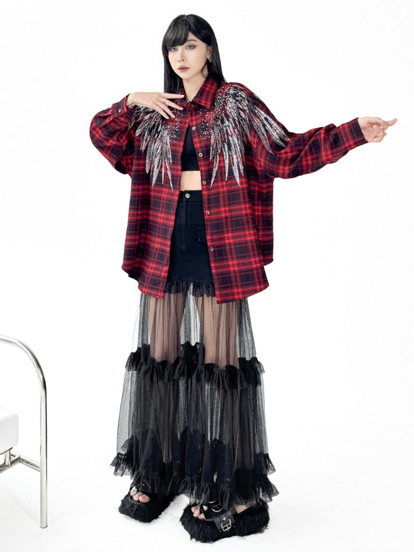 Mesh stitch top and skirt