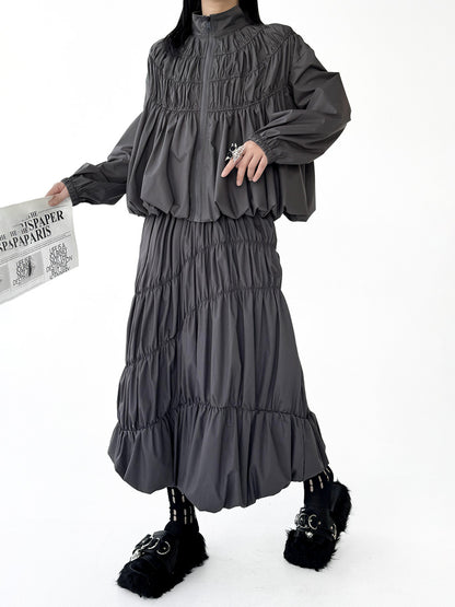 Mesh stitch top and skirt