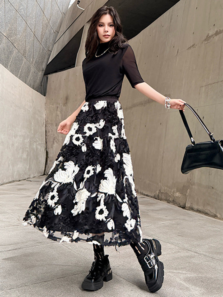 Mesh stitch top and skirt