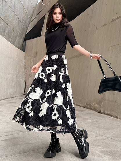 Mesh stitch top and skirt