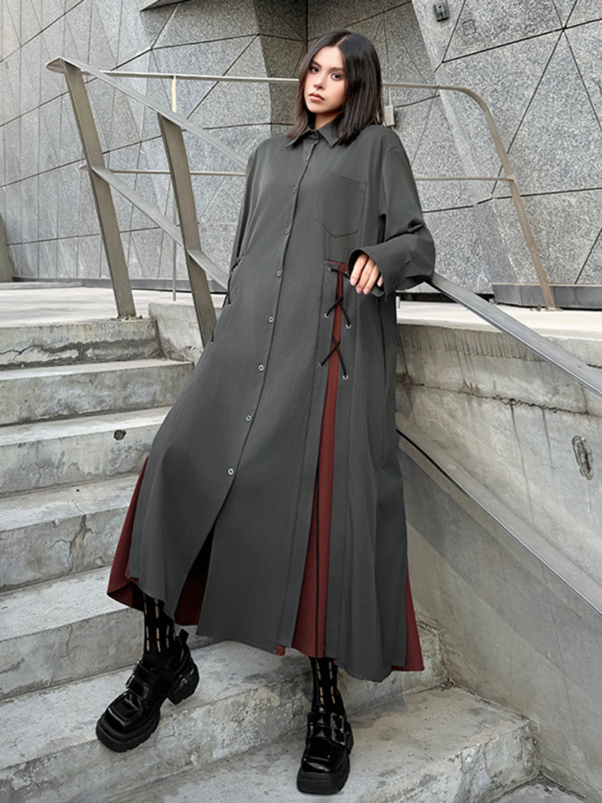 サイドレースアップシャツドレス