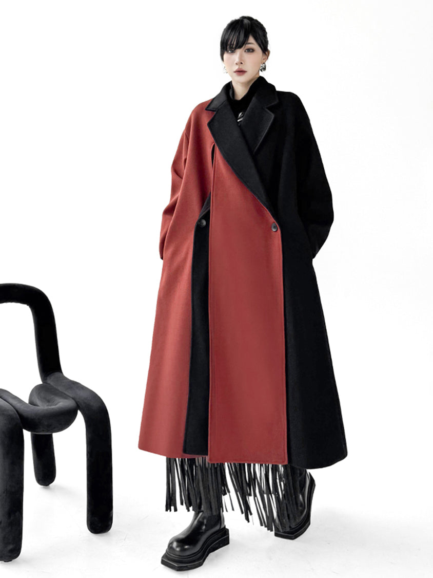 バイカラーロングコート