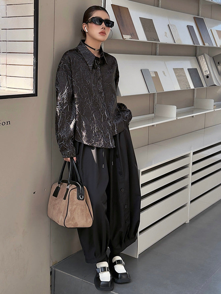 クラックプリントモードブラウス