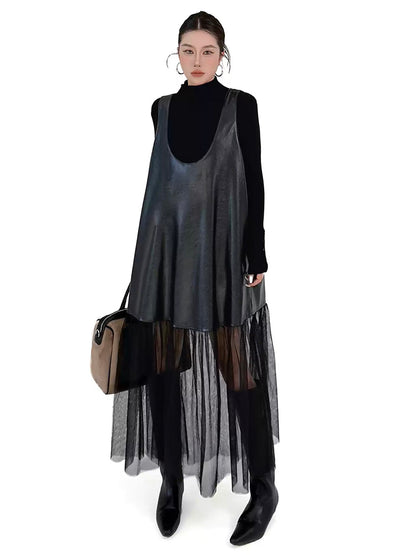 シアーコンビレイヤードドレス