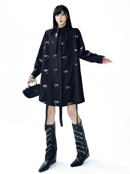 スパークルフローラルロングブラウス