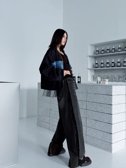 レイヤードデニムワイドパンツ