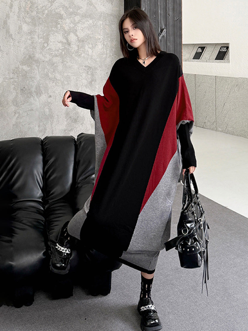 トライカラーニットドレス