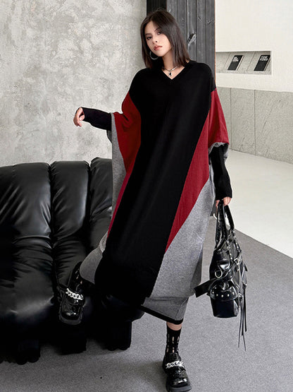 トライカラーニットドレス