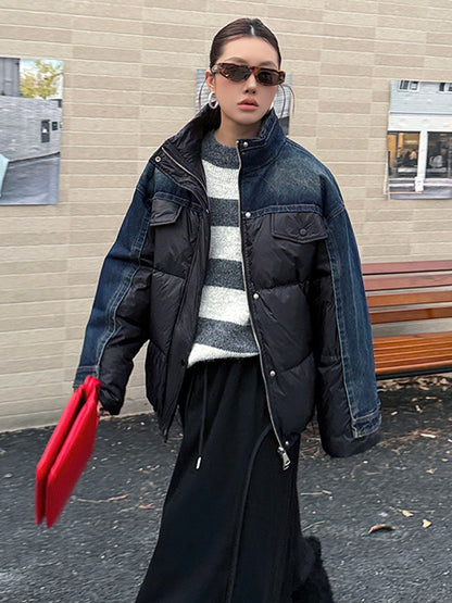 デニムコンビネーションパファージャケット