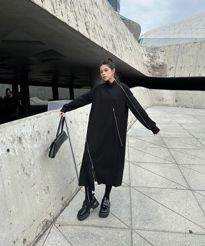 ジップラインハイネックロングドレス