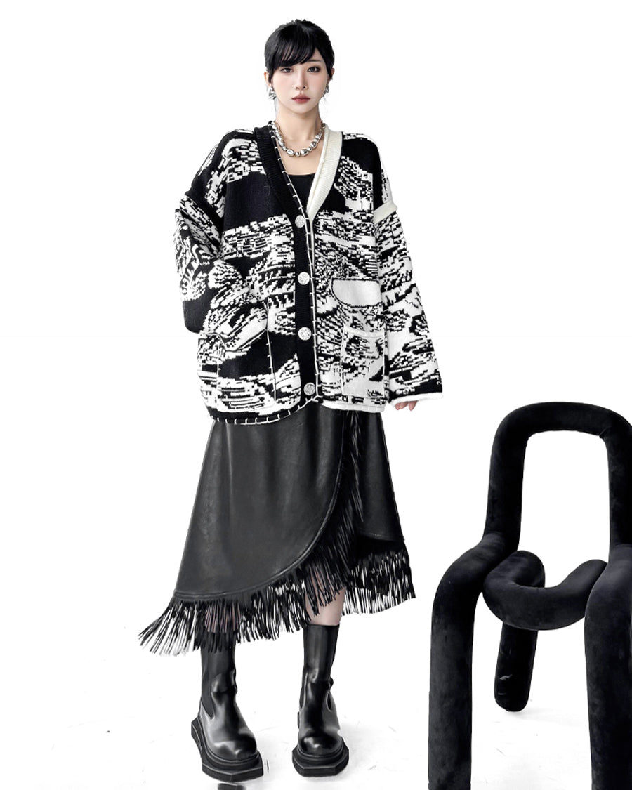 グラフィックジャカードカーディガン