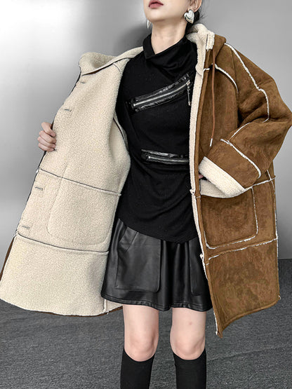 テクスチャーフーデッドコート