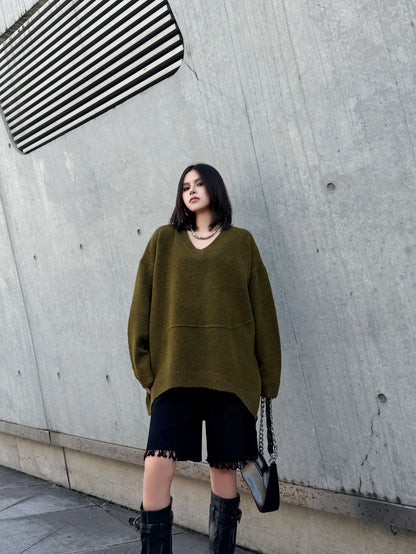 Vネックオーバーセーター