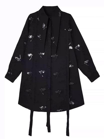 スパークルフローラルロングブラウス