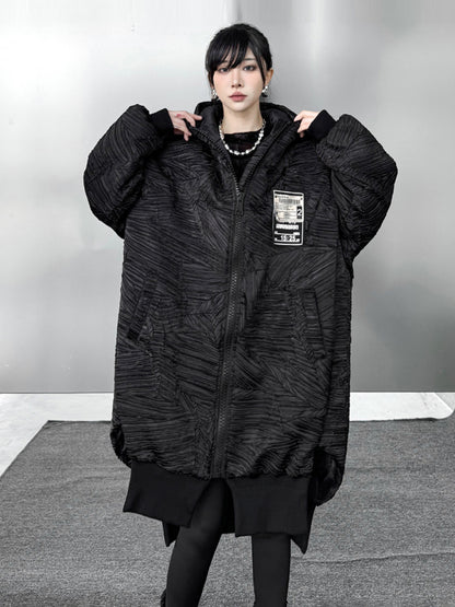 テクスチャーフーデッドブルゾン