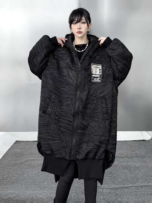 テクスチャーフーデッドブルゾン