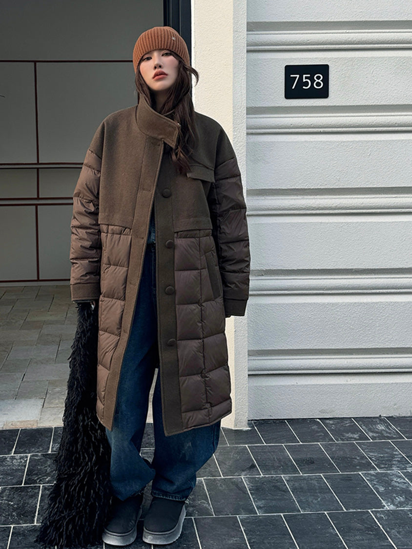 ブロックキルトダウンコート