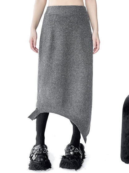 アーチカットニットトップ＆スカート