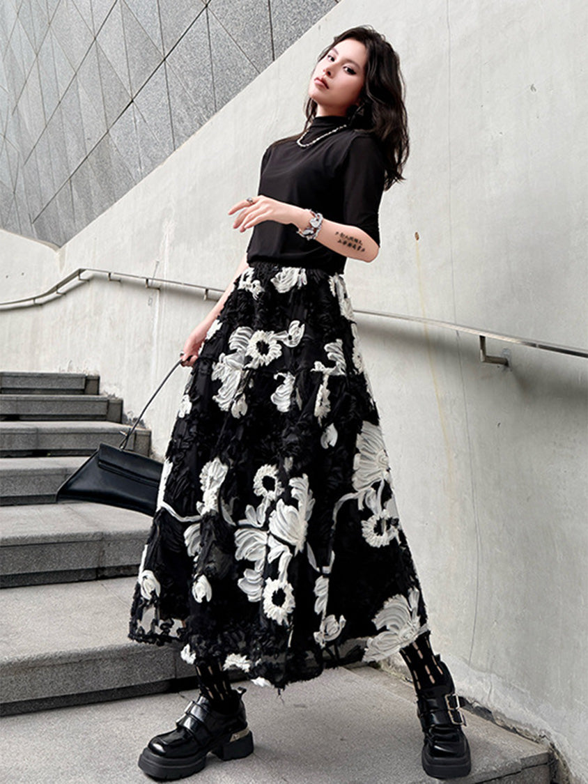 Mesh stitch top and skirt