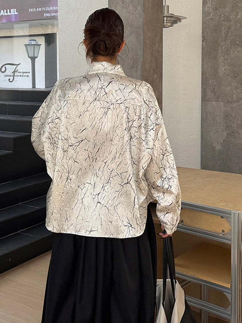 クラックプリントモードブラウス