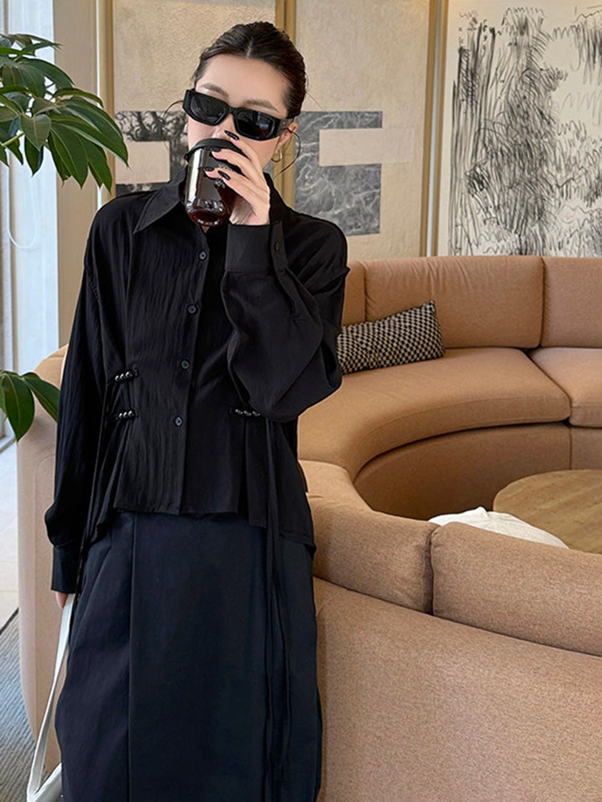 リネンブレンドギャザーブラウス