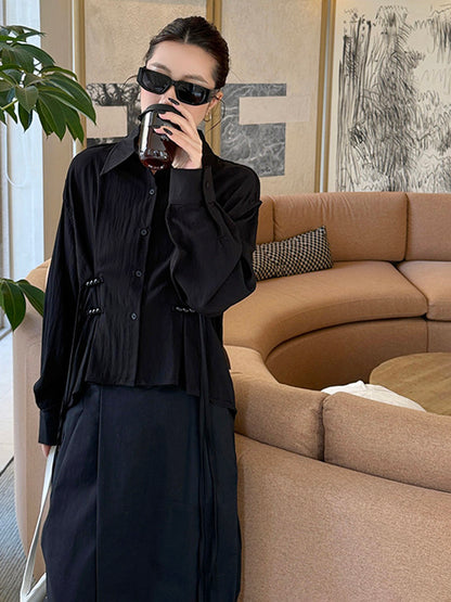 リネンブレンドギャザーブラウス