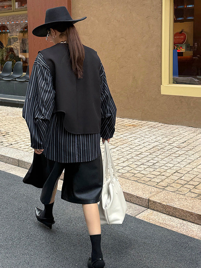 ストライプレイヤードモードブラウス