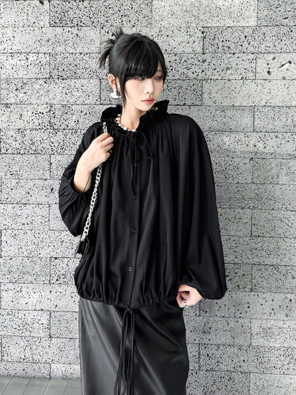 Scarf tie blouse and denim pants series 