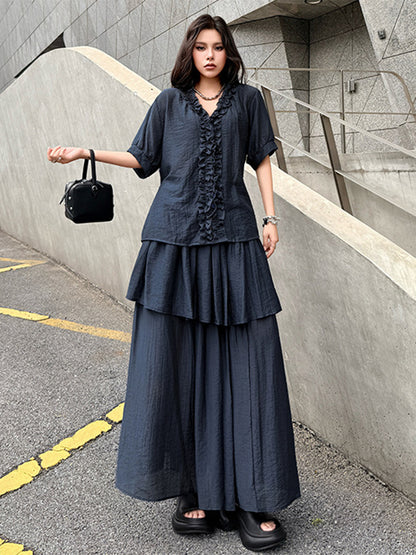 Mesh stitch top and skirt