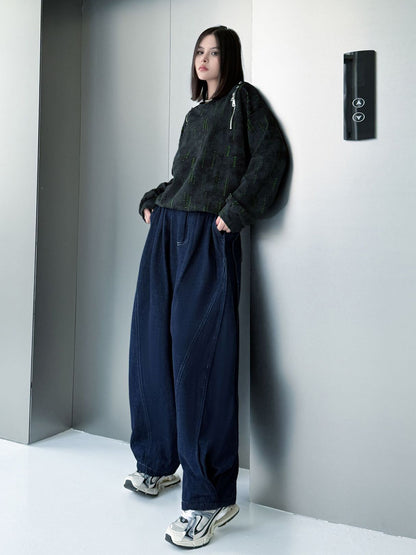 ウォッシュデニムワイドパンツ