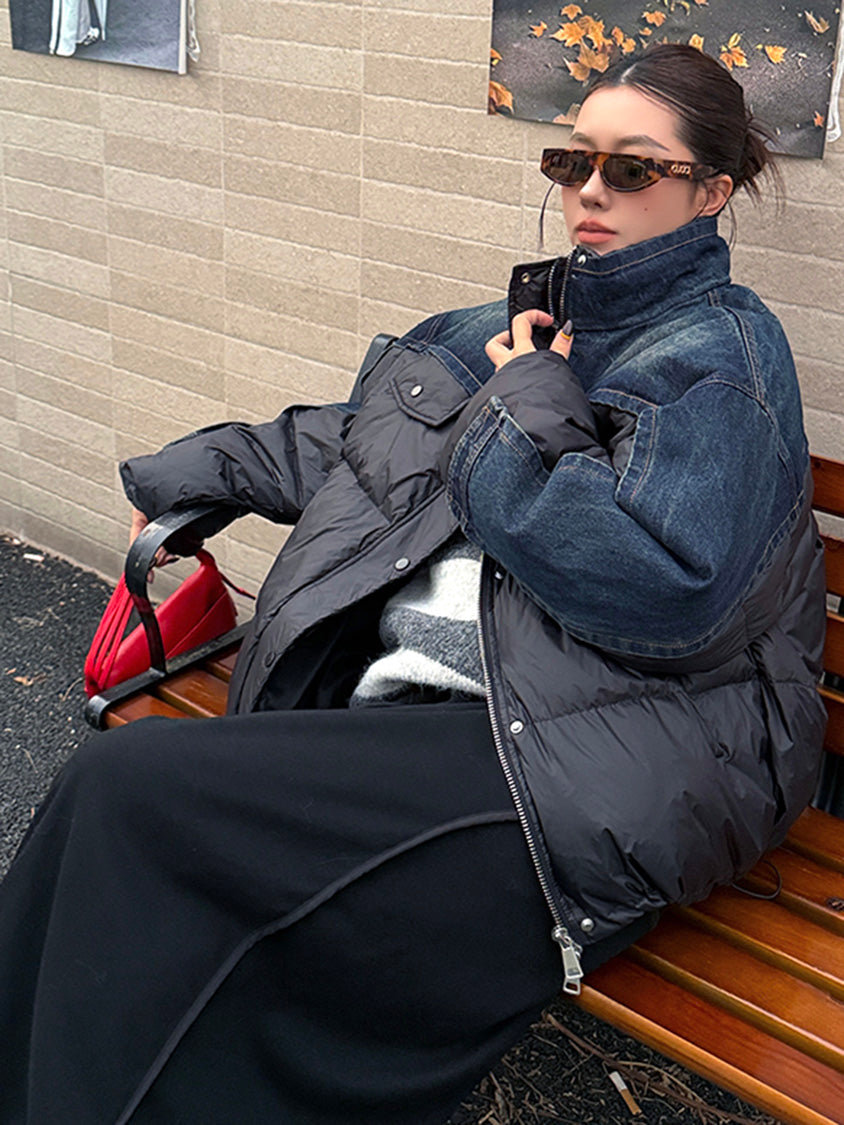 デニムコンビネーションパファージャケット