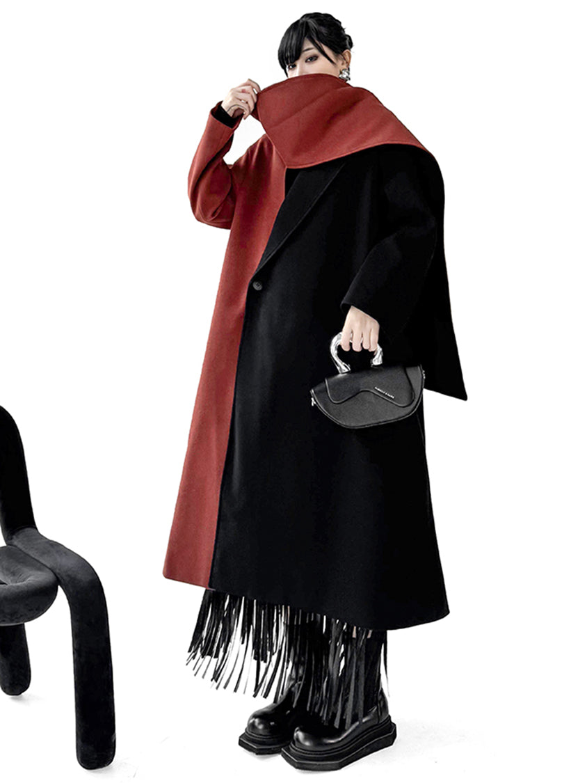 バイカラーロングコート