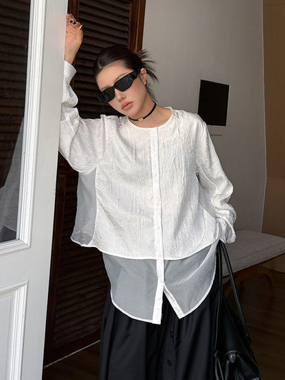 クラッシュシアーレイヤードブラウス