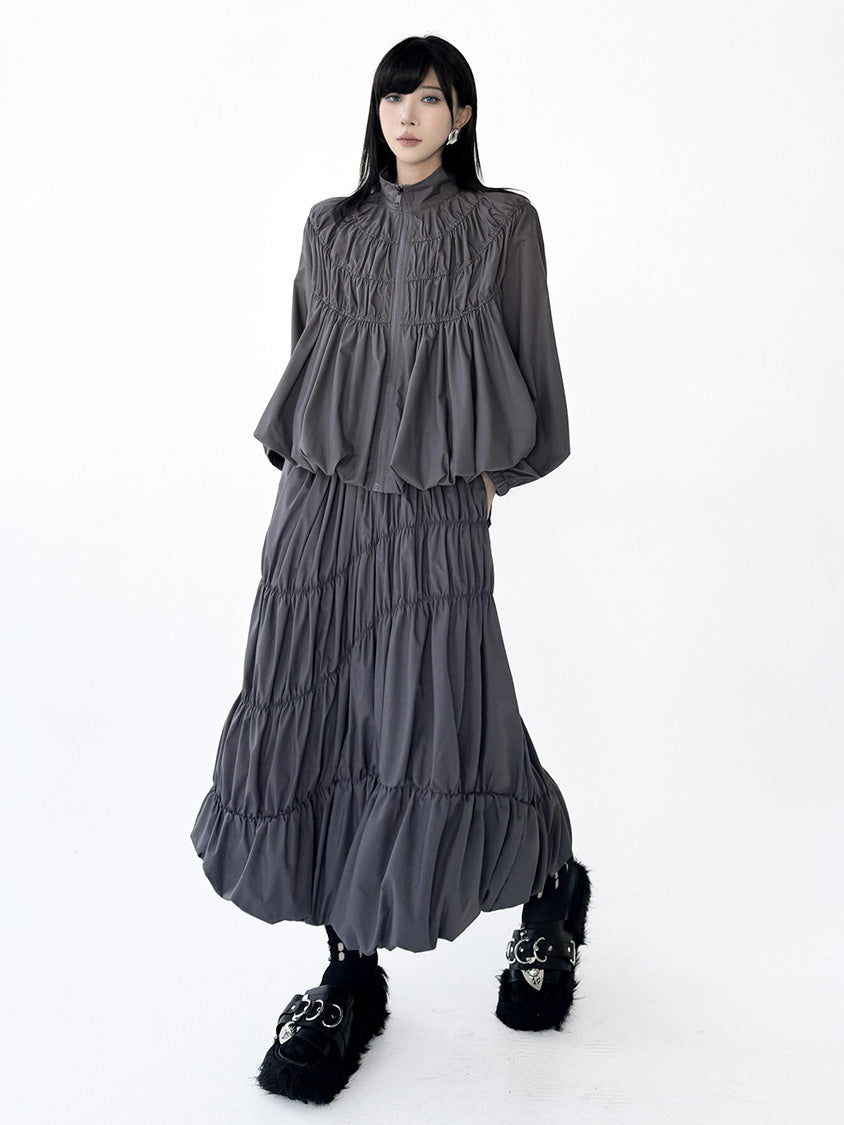 Mesh stitch top and skirt