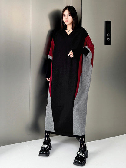 トライカラーニットドレス