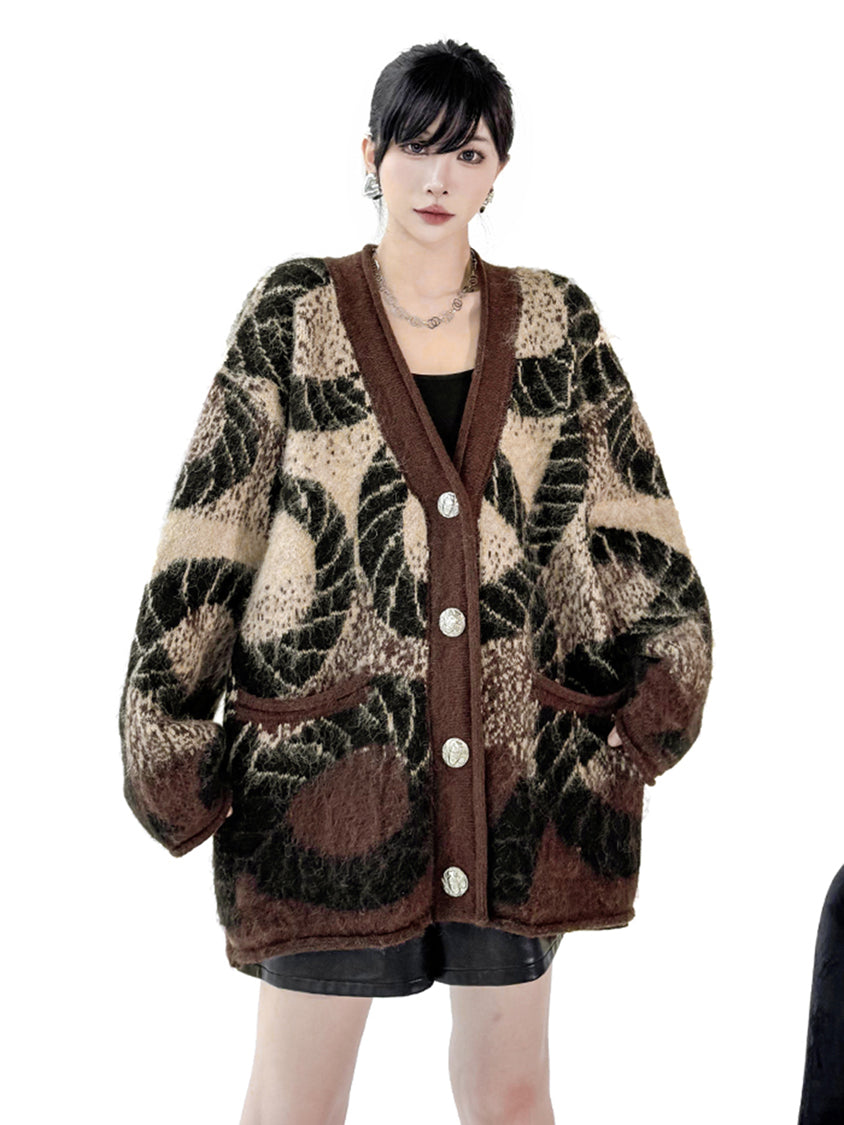 アブストラクトジャカードカーディガン