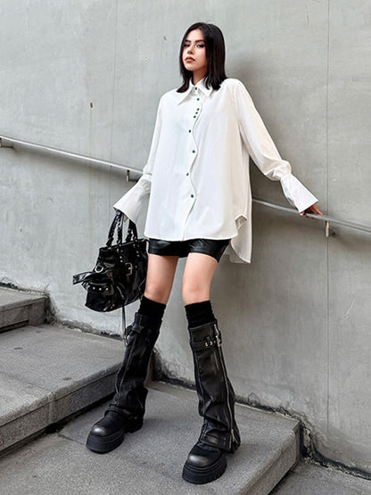 スイングボタンドレープシャツ