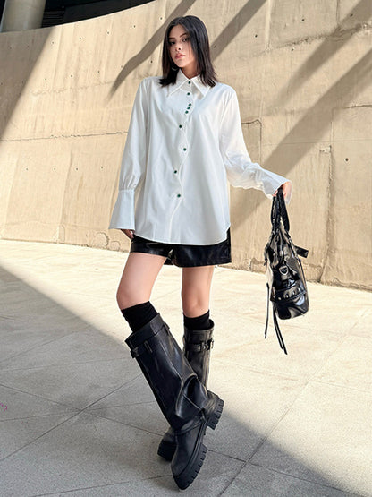 スイングボタンドレープシャツ