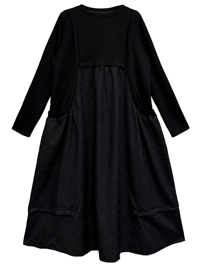 テクスチャードフロントロングドレス