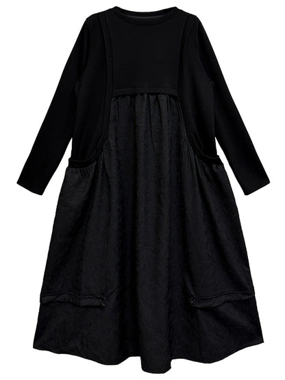 テクスチャードフロントロングドレス